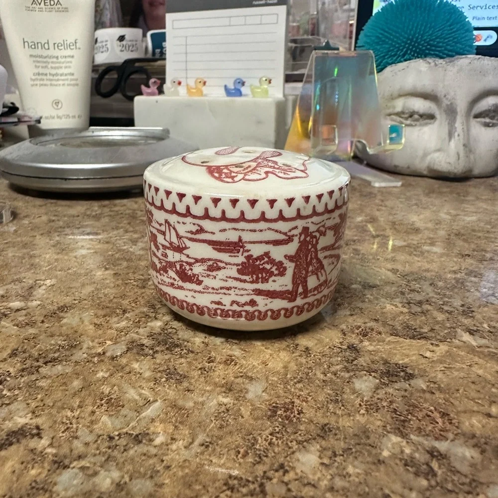 Royal China Memory Lane Ironstone Transferware Tiny Tea Cup Salt Shaker